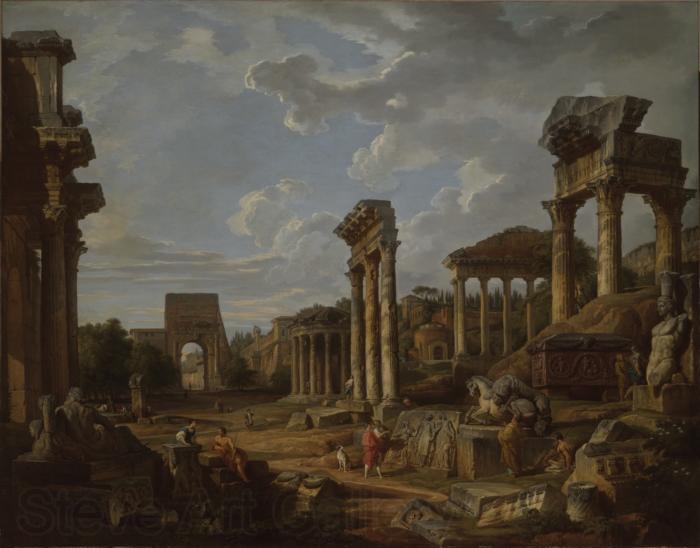 Giovanni Paolo Panini A Capriccio of the Roman Forum France oil painting art